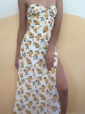 REFORMATION lemon print Juliette long dress, size 8